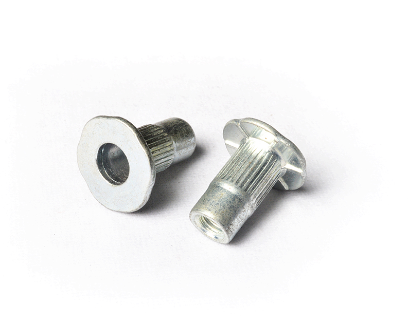 Plum Flat Head Knurled Body Rivet Nut